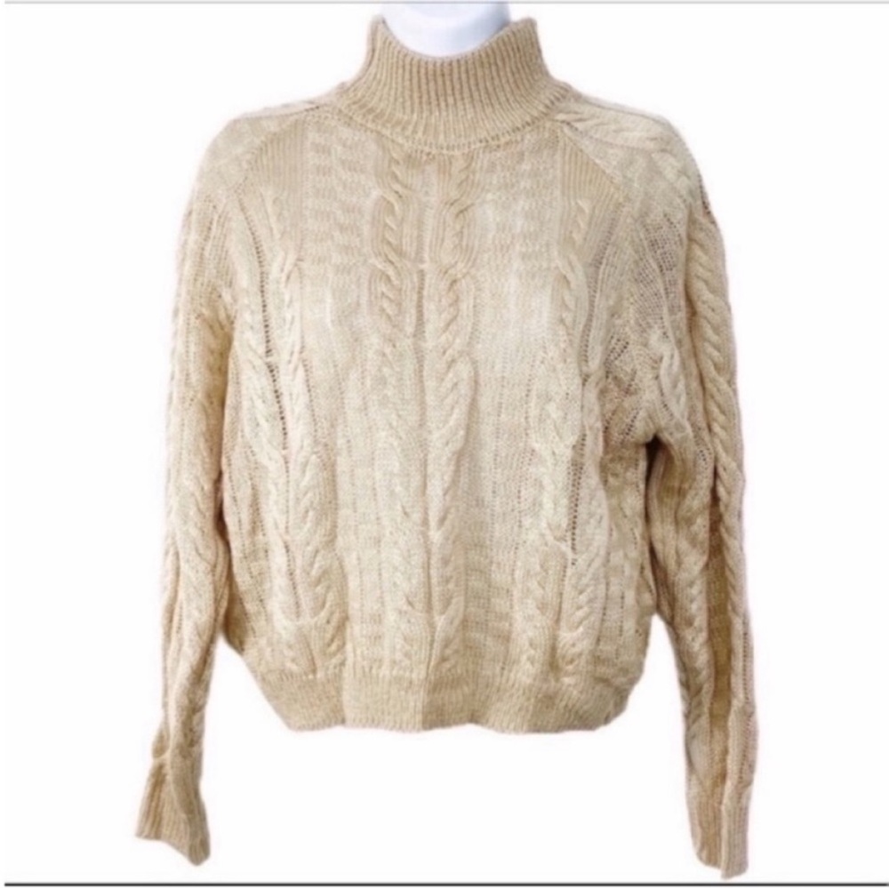 Mock turtleneck crop cable knit sweater - new without tags